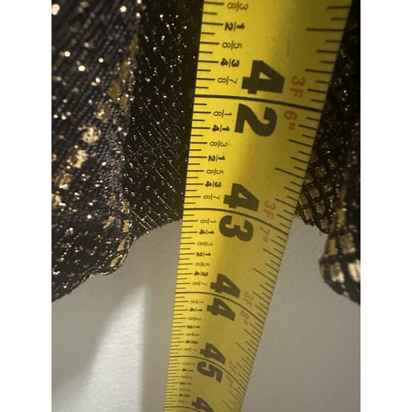 Calvin Klein Women’s Metallic Gold Black Long Sleeve Belted Dress Size 4 Sparkle - Picture 4 of 8